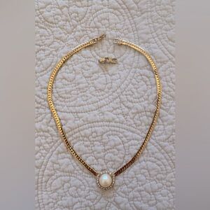 Vintage 80’s Nina Ricci pearl choker necklace and earring set stamped